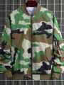 Manfinity Hypemode Men's Camouflage Printed Zip-Up Bomber Jacket