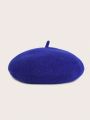 1pc Knitted Round Shape Blue Kid's Beret