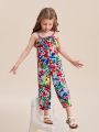 SHEIN Kids SUNSHNE Toddler Girls Allover Print Cami Jumpsuit