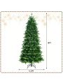 Costway 8FT Pre-Lit Hinged Christmas Tree 3402 PE & PVC Tips w/ 620 Lights & Foot Switch