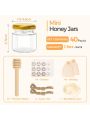 1.5oz - 40 Pack Mini Honey Jars with Dipper Gold Lid Tiny Hexagon Honey Jar in Bulk for Baby Shower, Wedding and Party Favors, Thank You Gift