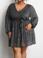 SHEIN CURVE+ Plus Size Women'S Sparkling Belted Dress