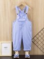 SHEIN Kids EVRYDAY 1pc Casual Striped Overalls Pants For Toddler Boys, Regular Fit, Spring/summer Daily Wear