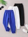 SHEIN Toddler Boys' Simple Casual And Versatile 3-Piece Outfit With Top And Pants, Suitable For Sports