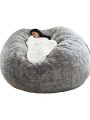 Breathable and Comfortable Bean Bag Chair Dropshiping Fur Soft Bean Bag Sofa Cover,Living Room Furniture Party Leisure Giant Big Round Soft Fluffy Faux Cushion Bed (No Filler) (Color : Gray)