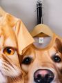 SHEIN Kids HYPEME Toddler Boys' Cute Realistic Cat & Dog 2pcs T-shirt Set