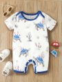 Infant/Toddler Turtle Printed Short Sleeve Romper With Shorts