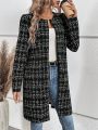 SHEIN LUNE Plaid Long Sleeve Open Front Cardigan