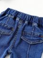 Infant Girls' New Casual And Fashionable Flared Jeans In Soft And Stretchable High Elasticity Washed Denim Fabric