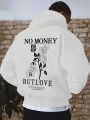 Manfinity Homme Men's Plus Size Hoodie With Slogan And Rose Print