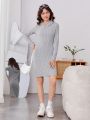 Teen Girl Ribbed Knit Hooded Fitted Dress
