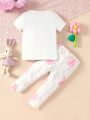 Baby Girl Cute Rabbit Print Pajama Set