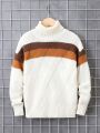 Tween Boy Color Block Turtleneck Drop Shoulder Sweater