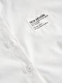 SHEIN Teenage Girls' Plain Woven Letter Label Casual Shirt