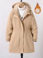 SHEIN Kids EVRYDAY Tween Girl 1pc Thermal Lined Hooded Coat