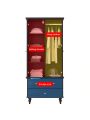 2-Door Wardrobe Closet with 3 Drawers, Armoire Wardrobe Closet with Hanging Rod, Bedroom Armoire Closet with Wooden Legs