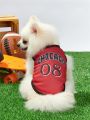 PETSIN Red Sports Jersey Style Pet Vest With Chicago Letter & Number Print, Suitable For Both Cats And Dogs