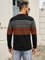 Extended Sizes Men Plus Color Block Sweater