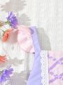 1pc Baby Girl Elegant Color-Block Short Sleeve Romper For Summer
