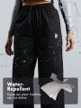 In My Nature Women's Waterproof Outdoor Sports Pants With Drawstring Waist And Letter Print