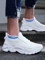 Women's Fashionable Knitted Round Toe Sneakers With Durable Wear-resistant Outsole And Low Cut Design, Lace-up Closure