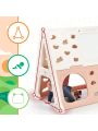 Merax 5-in-1 Toddler Climber Basketball Hoop Set Kids Playground Climber Playset with Tunnel, Climber, Whiteboard,Toy Building Block Baseplates, Combination for Babies