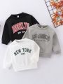 SHEIN Kids SPRTY 3pcs/Set Toddler Boys' Casual Letter Printed Long Sleeve Sweatshirts For Daily Wear In Autumn And Winter