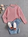 Girls' Hollow Out Shoulder Twist Knit Sweater