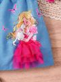 SHEIN Kids QTFun Toddler Girls' Character & Butterfly Print Skirt