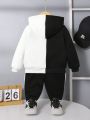 SHEIN Baby Boy Cartoon Graphic Zip Up Hoodie & Sweatpants Without Tee