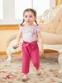Baby Girl's Elegant, Romantic, Gorgeous And Cute Floral Printed Patchwork Everyday Jumpsuit For Casual Wear