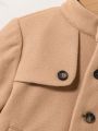 SHEIN Baby Boy Flap Detail Button Front Coat