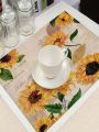 Sunflower Print Placemat, Cottagecore Table Mat For Dining Room