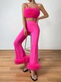 SHEIN BAE Women's Pink Camisole Top And Long Pants Set