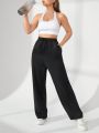 SHEIN Outdoor Mountain Plus Size Solid Color Drawstring Sports Pants