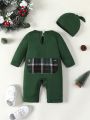 Baby Boy Solid Bodysuit & Hat Photo Outfit