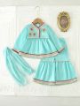 Baby Girl Spring/Summer Heavy Embroidered Patchwork Woven Tape Holiday 2-Piece Set