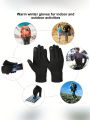 ATARNI Unisex Winter Gloves Soft Sports Gloves Anti-slip Touch Screen Gloves Warm Gloves Cold Weather Gloves Windproof Texting Gloves with Reflective Printing, Black