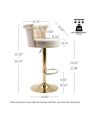 Velvet Bar Stools Set of 2, Modern Swivel Adjustable Counter Height Gold Barstools with Backs, Upholstered Tufted Bar Chairs with Nailheads for Kitchen Island Counter Stools
