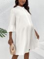 SHEIN Maternity Solid Color Flare Sleeve Dress