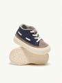 Cozy Cub Girls' Elegant Blue Fashionable Lace-up Comfortable Casual Canvas Athletic Shoes