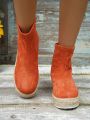 Women's Orange Rope Fashionable Boots For Autumn And Winter
