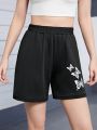 Teen Girls' Butterfly Pattern Shorts With Diagonal Pockets