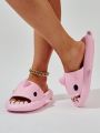 Fashionable And Fun Shark Design Thick Soled One-piece Molded Plastic Slippers