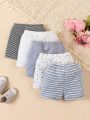 SHEIN 5pcs/Set Baby Boys' Casual And Cute Striped, Polka Dot And Patterned Printed Bottoms For Home Wear And Daily Wear
