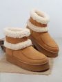 Women's Plush Brown Snow Boots, Ankle Boots, And Short Boots