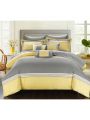 Falconia 8-Piece Color Block Comforter Set, Twin, Yellow