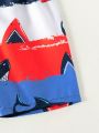 Boys' Color-Block Shark Printed Beach Shorts