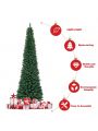 Gymax 8Ft PVC Artificial Pencil Christmas Tree Green Slim w/ Stand Home Holiday Decor