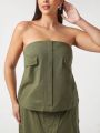 FORREST Plus Size Women's Solid Color Strapless Top